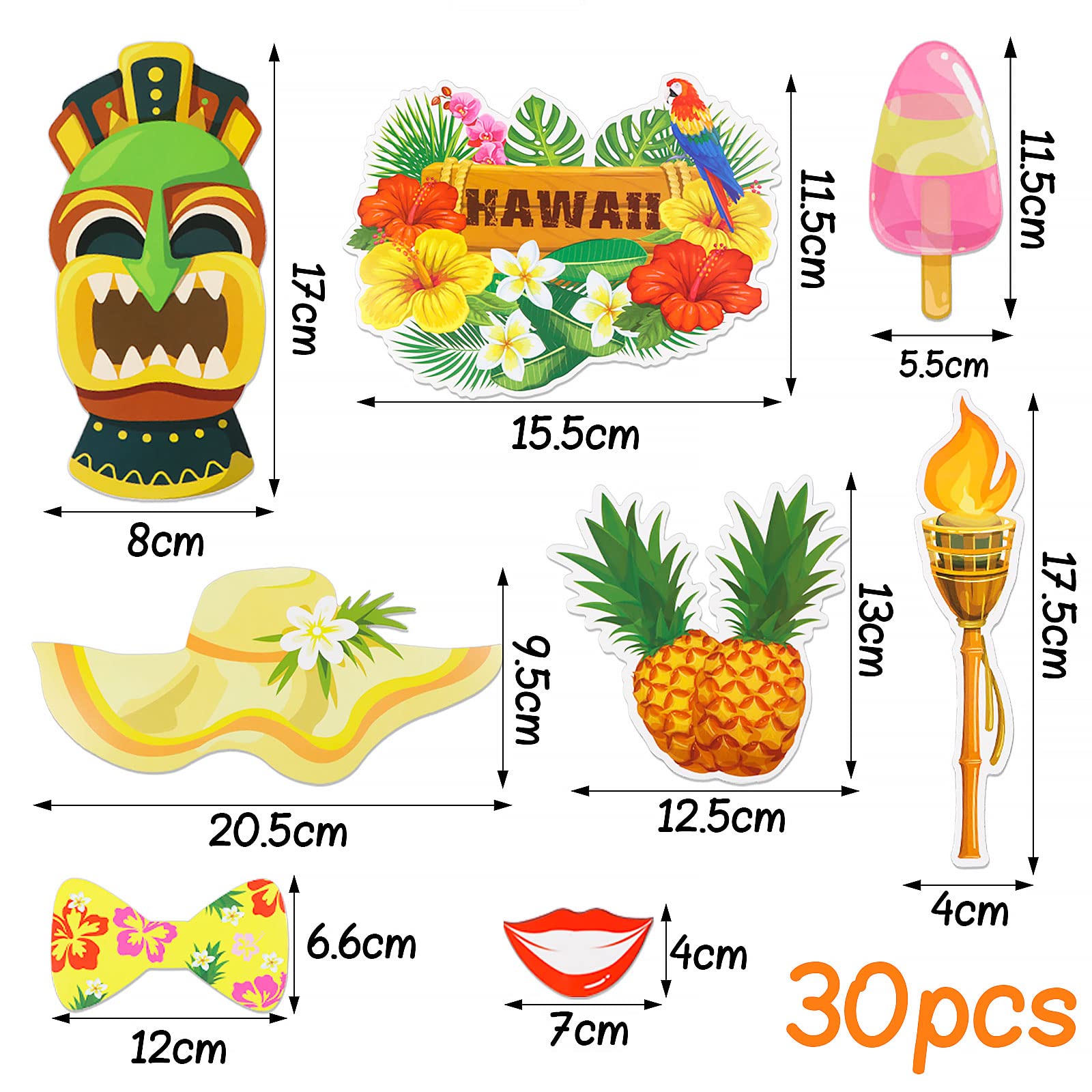 Kit Fiesta Hawaiana - 25 Accesorios Photocall + Marco Inflable Para Fotos
