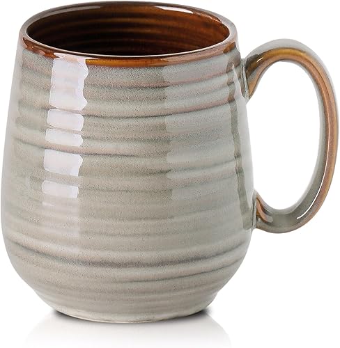 HASENSE - Taza de café de cerámica grande de 20 onzas con gran asa, taza de té de cerámica para oficina y hogar, taza grande de regalo para papá y