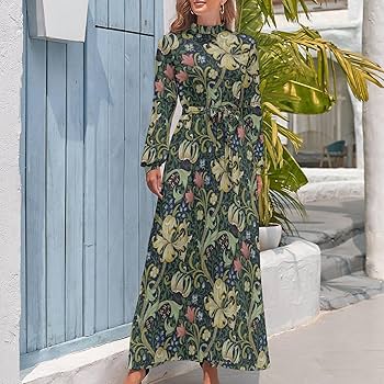 Amazon.co.jp: ロングワンピース William Morris ウィリアム・モリス