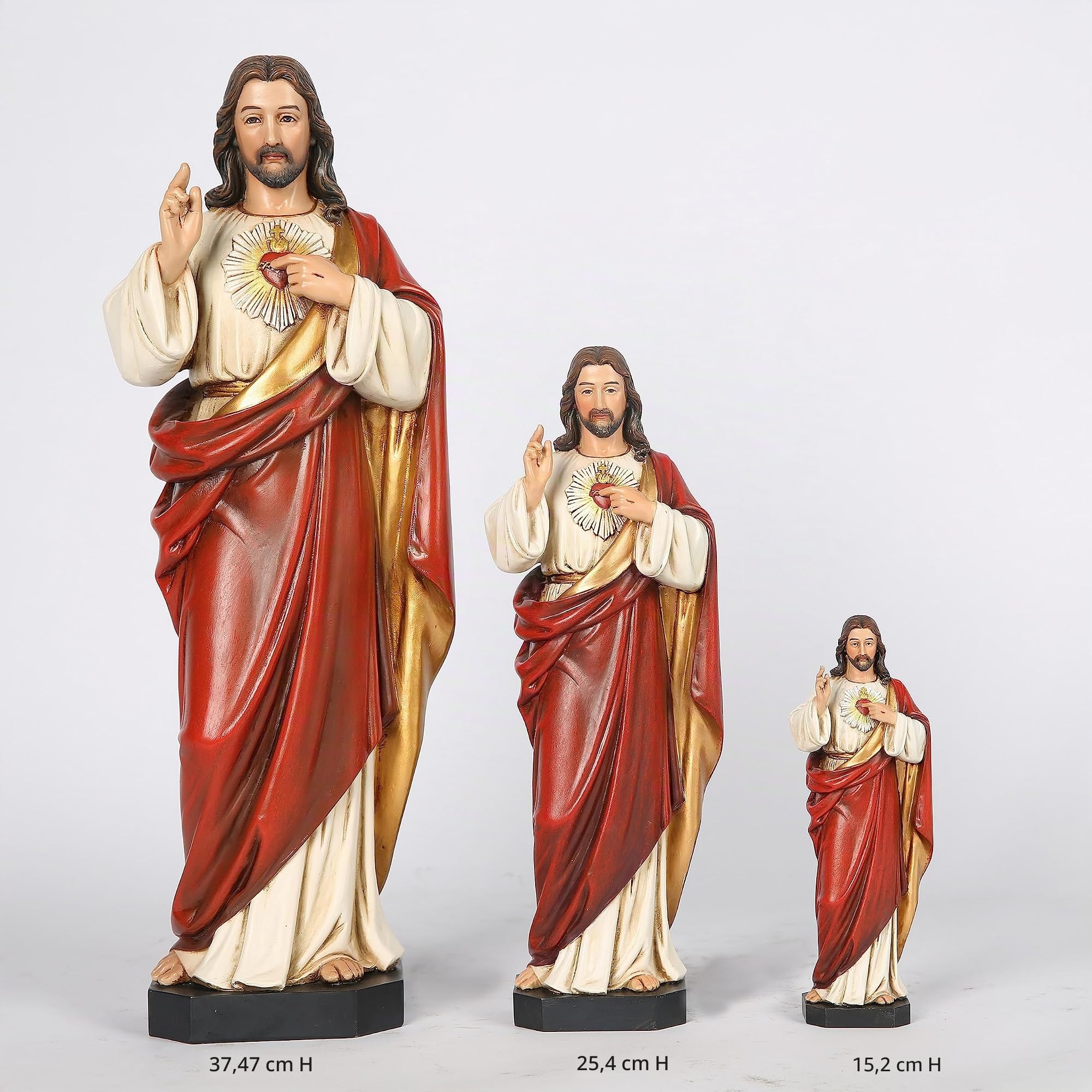 Buildclassic - Statua cattolica del Sacro Cuore di Gesù, statuetta cattolica colletable, regalo religioso, altezza 25,4 cm, realizzata a mano