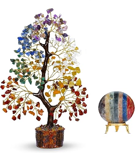 Piedras de chakras y cristales, árbol de cristal, adivino de bolas de cristal, cristales y piedras curativas, decoración de oficina, accesorios de