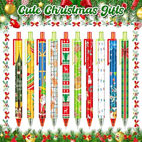 Miniatura 2 de 100 bolígrafos de tinta de gel de Navidad, bolígrafos retráctiles de Navidad, bolígrafos de dibujos animados, lindos bolígrafos de tinta negra de
