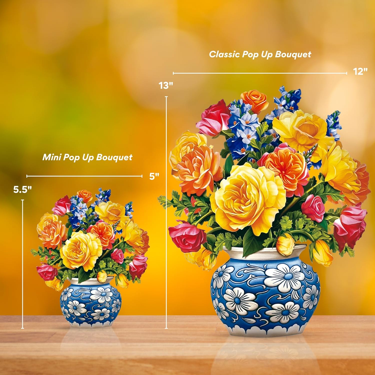 Freshcut Paper Pop Up Cards, Mini Sorbet Roses, 6 Inch Mini Sized Forever Flower Bouquet 3D Popup Greeting Cards, Birthday Cards, Thank You Card, Blank Notecard & Envelope - Image 4