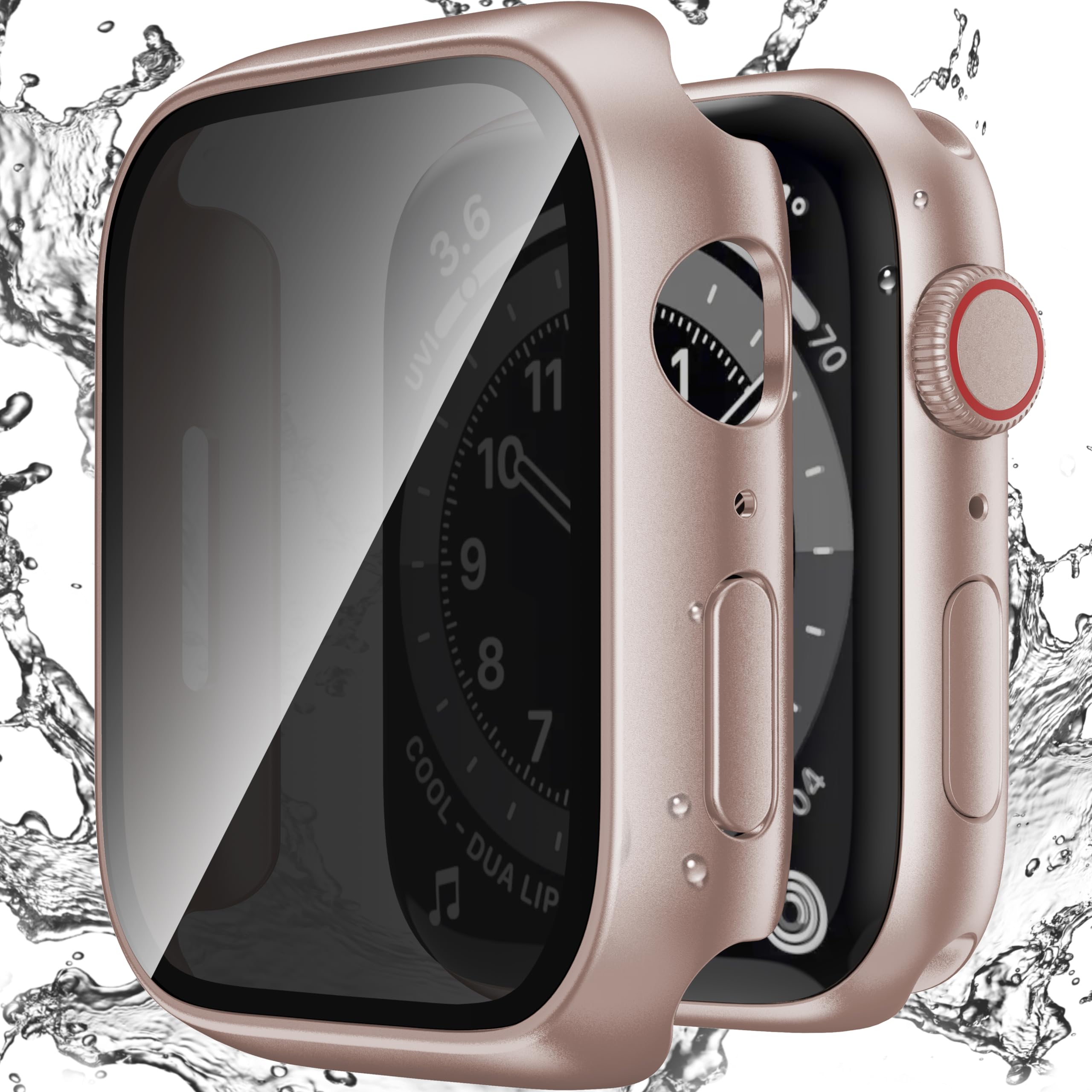 Zumyzu Waterproof Privacy Case Compatible with Apple Watch Series 6/5/4/SE2/SE 44mm with Anti-peep Screen Protector, iWatch Face Cover Protective
