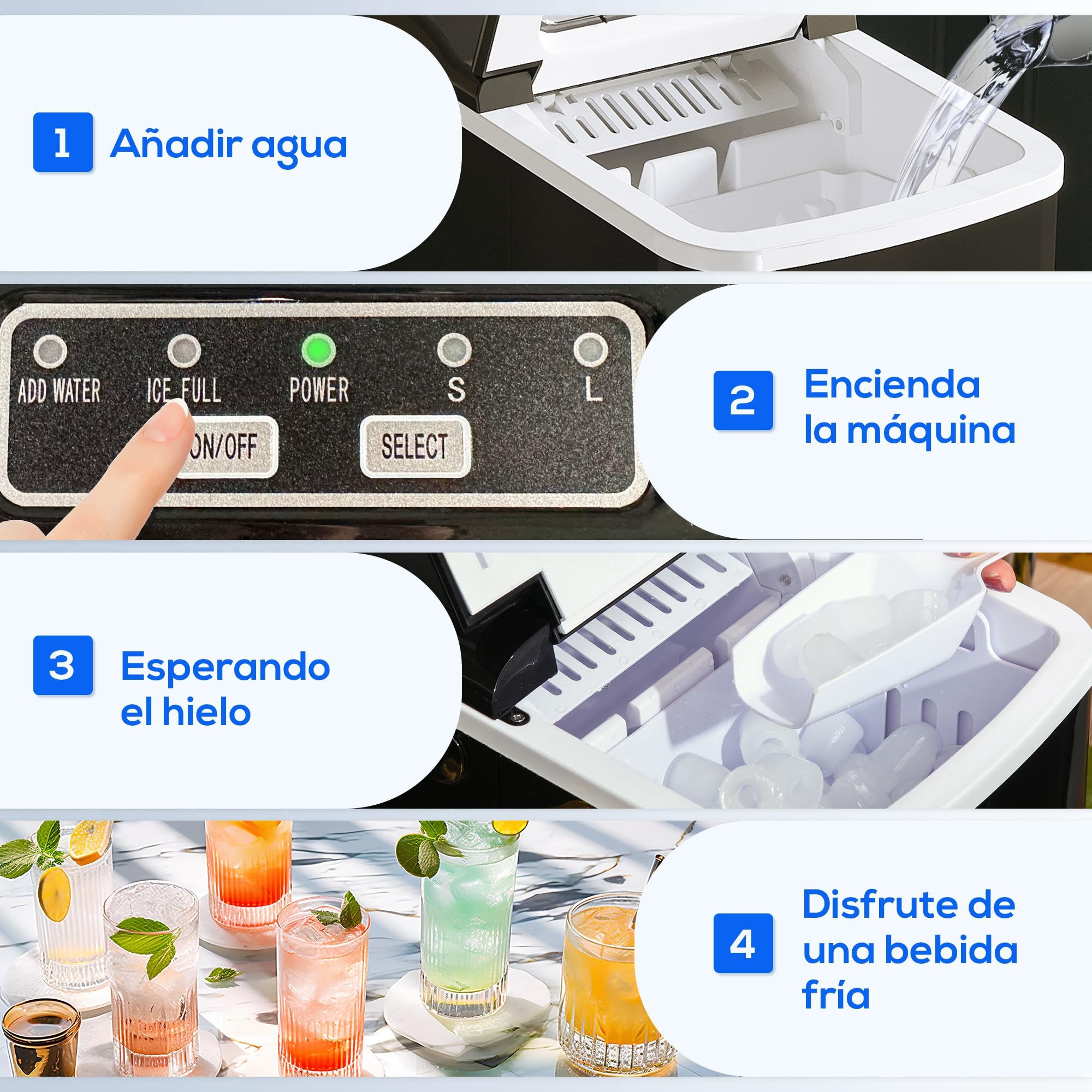 HOMCOM Máquina de Hielo Autolimpieza para Casa 12 kg/24h Negro | Máquina de Hacer Hielo, Ventana, 9 Cubitos de Hielo en 8 Minutos, 2 Tamaños de Cubitos, Cuchara Cesta