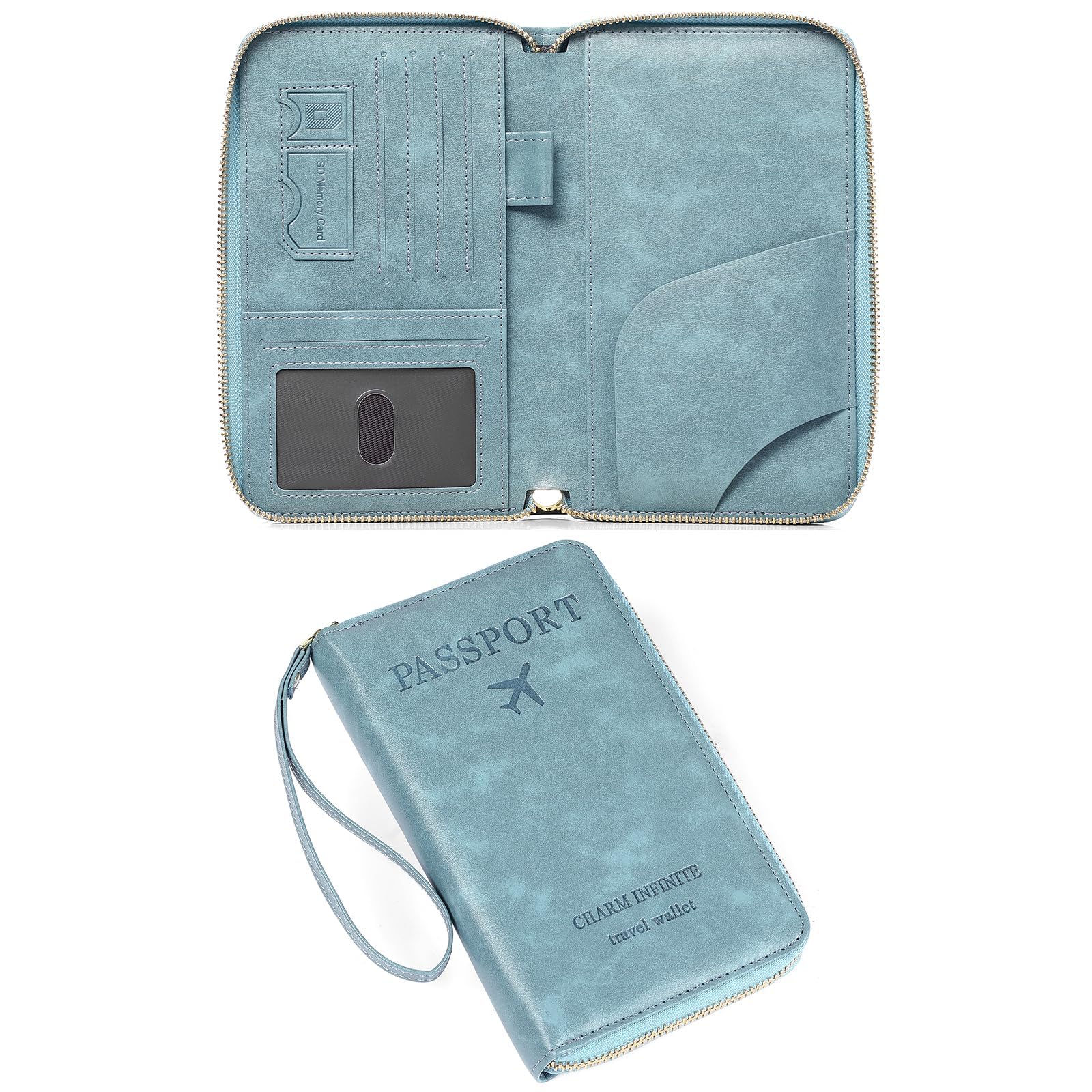 Leather RFID Blocking Passport Holder and Travel Wallet for Men & Women, Durable Multi-Card Organizer with Zipper, Slim Passport Cover with Travel Document Pocket, Ideal Gift for Travelers