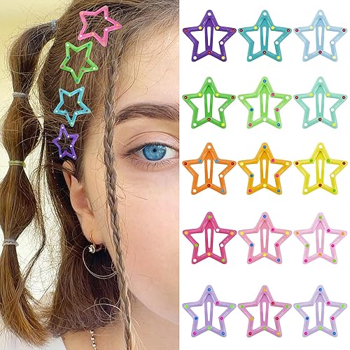 Miniatura 1 de Pinzas para el cabello con broches de presión, antideslizantes, accesorios para el cabello de estrella de varios colores, pinzas de metal para el