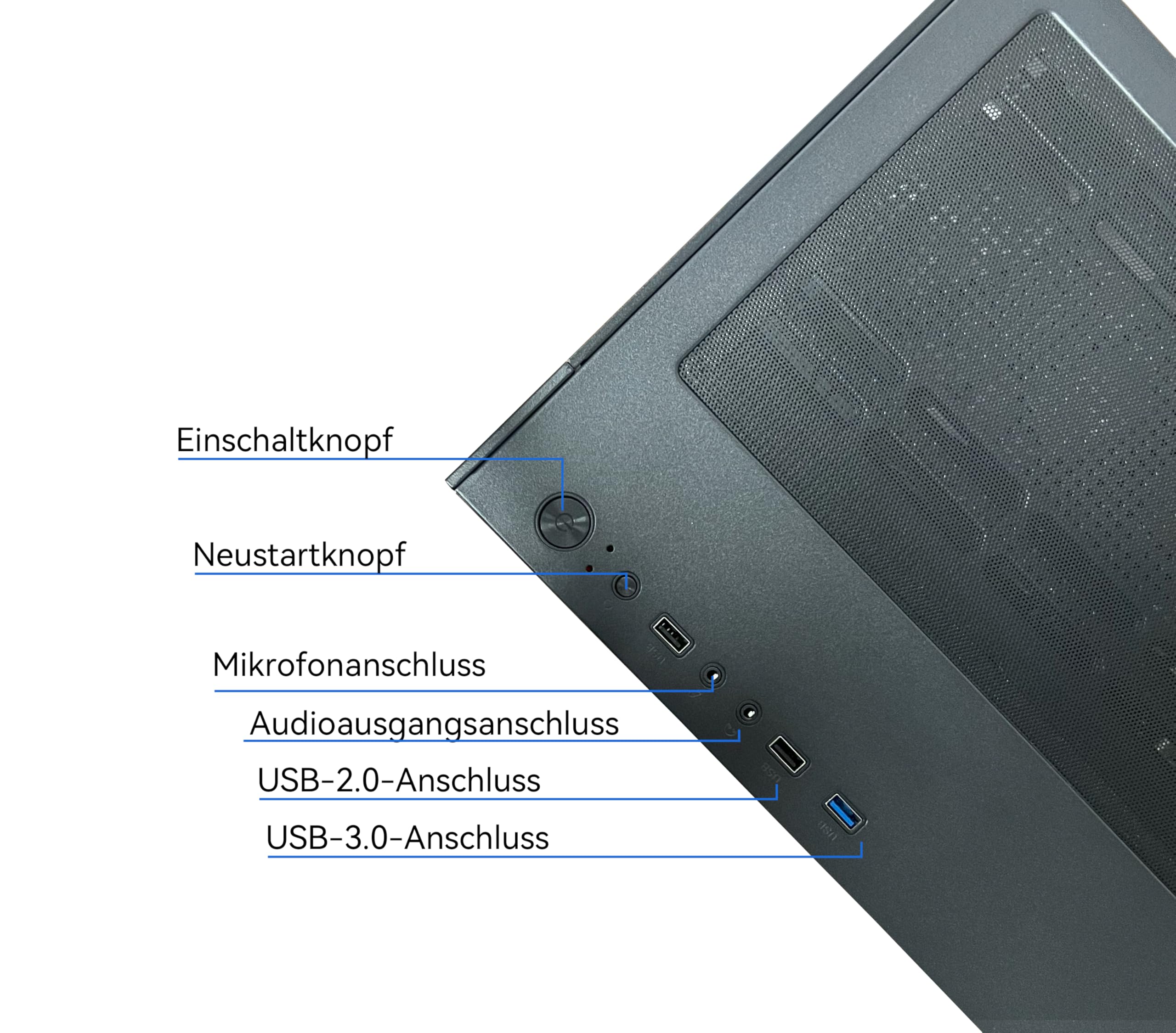 Gaming-PC, Desktop-Computer, AMD Ryzen 5 5500, RX6500XT 4GB Grafikkarte, 16 GB DDR4-RAM, 512 GB NVMe-SSD, ARGB-Lüfter, geeignet für Gaming, Design und Büro, Sea-View-Gehäuse, vorgefertigter Tower