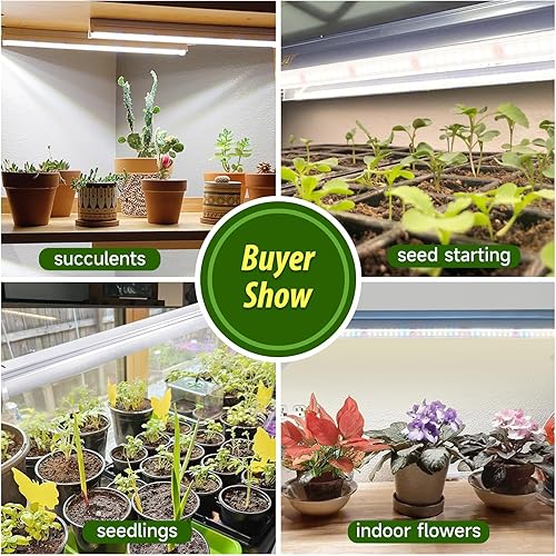 Miniatura 3 de Luces de cultivo T5 para inicio de semillas, 16 pulgadas de largo, 2 unidades (10 W x 2) barra de luz LED de espectro completo con reflectores para