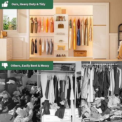 Miniatura 5 de ROOMTEC Sistema de armario, 25.5 pulgadas de ancho, kit organizador de armario montado en la pared con torre de almacenamiento de madera y 3