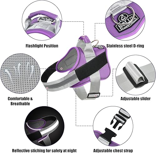 Miniatura 127 de Bolux - Arnés para perro, reflejante y transpirable, ajustable, con asa, para sacarlo a pasear, no más tirones ni asfixia (amarillo militar, talla L)