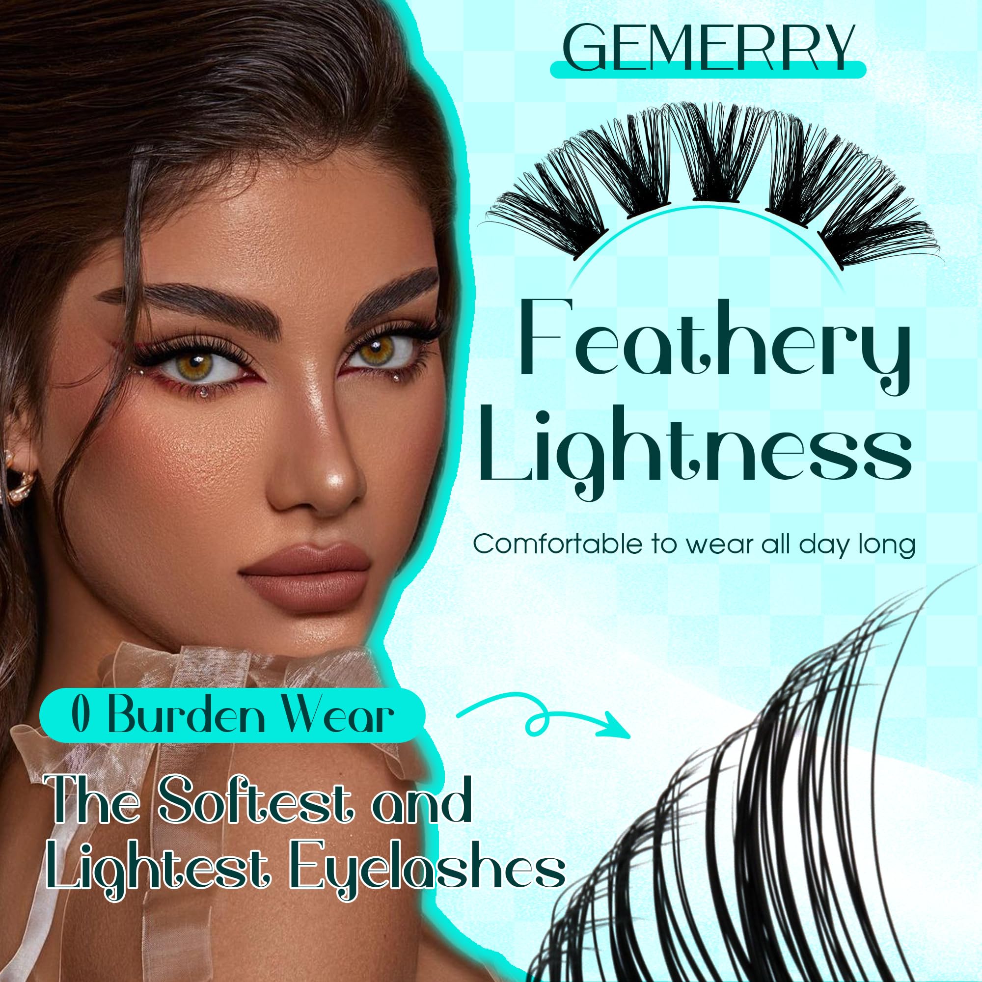 GEMERRY 280pcs Cluster Lashes D Curl 50D 10-18mm Individual Cluster Eyelashes Extensions DIY Lash at Home (50D-0.07D-10-18Mix) - Image 3