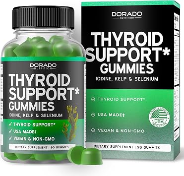 Thyroid Support For Women & Men 90 Gummies Ashwaganda, Iodine, Bladderwrack, Kelp, Schisandra - Support Supplement - Delicious Apple Flavor - Non-GMO, Vegan & Gluten-Free 90 Count