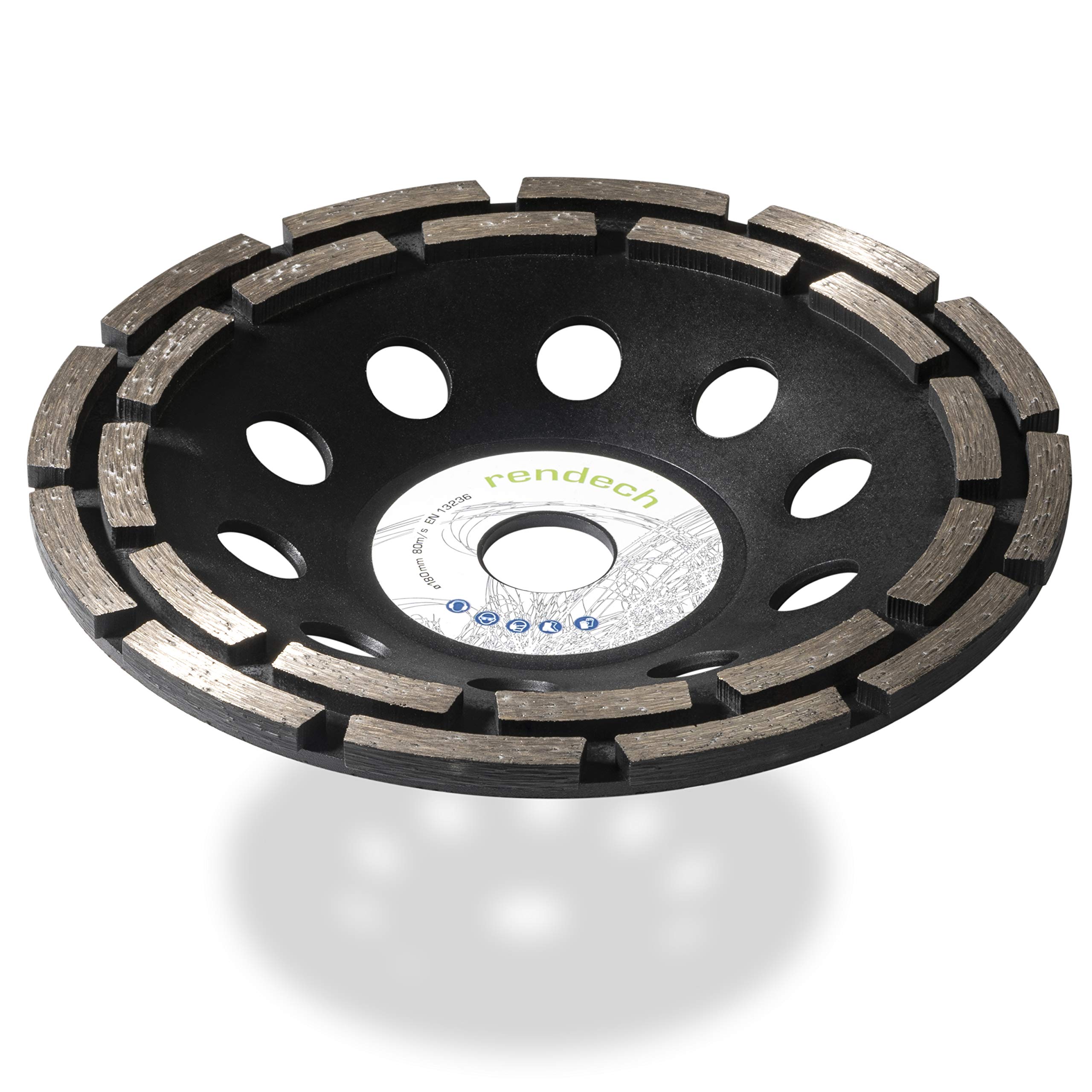 Smerigliatrice a tazza diamantata 180 mm per calcestruzzo, muratura, pietra. Mola a tazza diamantata universale | qualità del marchio rendech®
