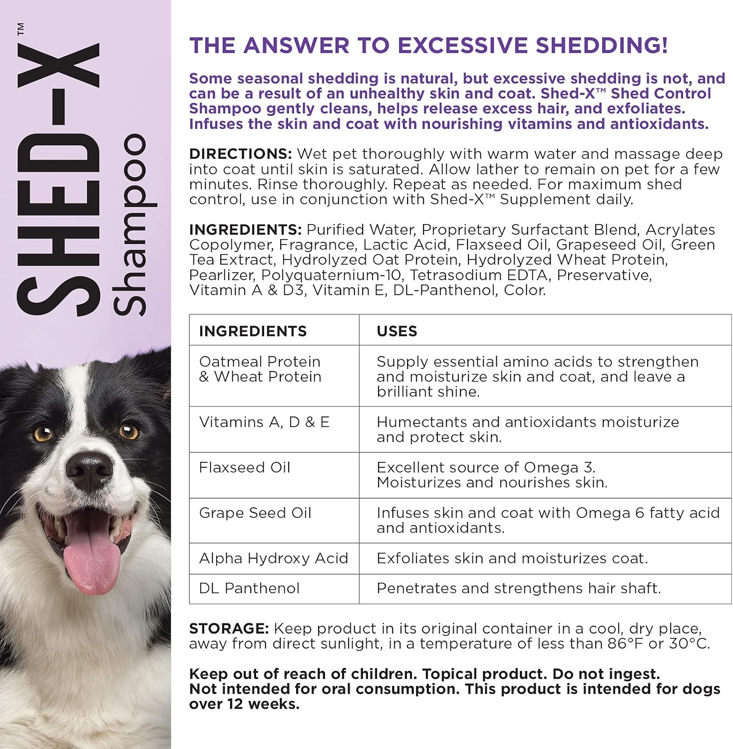 Pet Shampoos : Shed-X Shed Control Shampoo for Dogs, 16 oz – Reduce Shedding – Shedding Shampoo Infuses Skin and Coat with Vitamins and Antioxidants to Clean, Release Excess Hair and Exfoliate