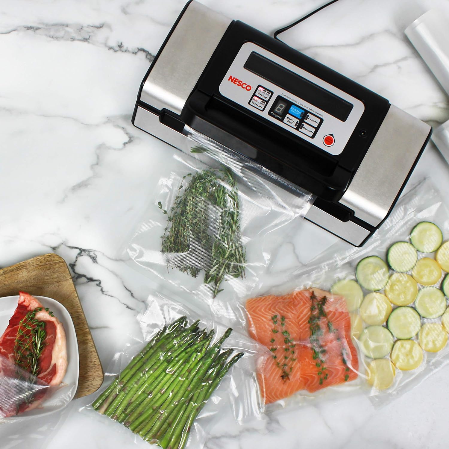 Deluxe Vacuum Sealer with Bag Starter Kit and Viewing Lid, Compact Design, Silver : Home & Kitchen