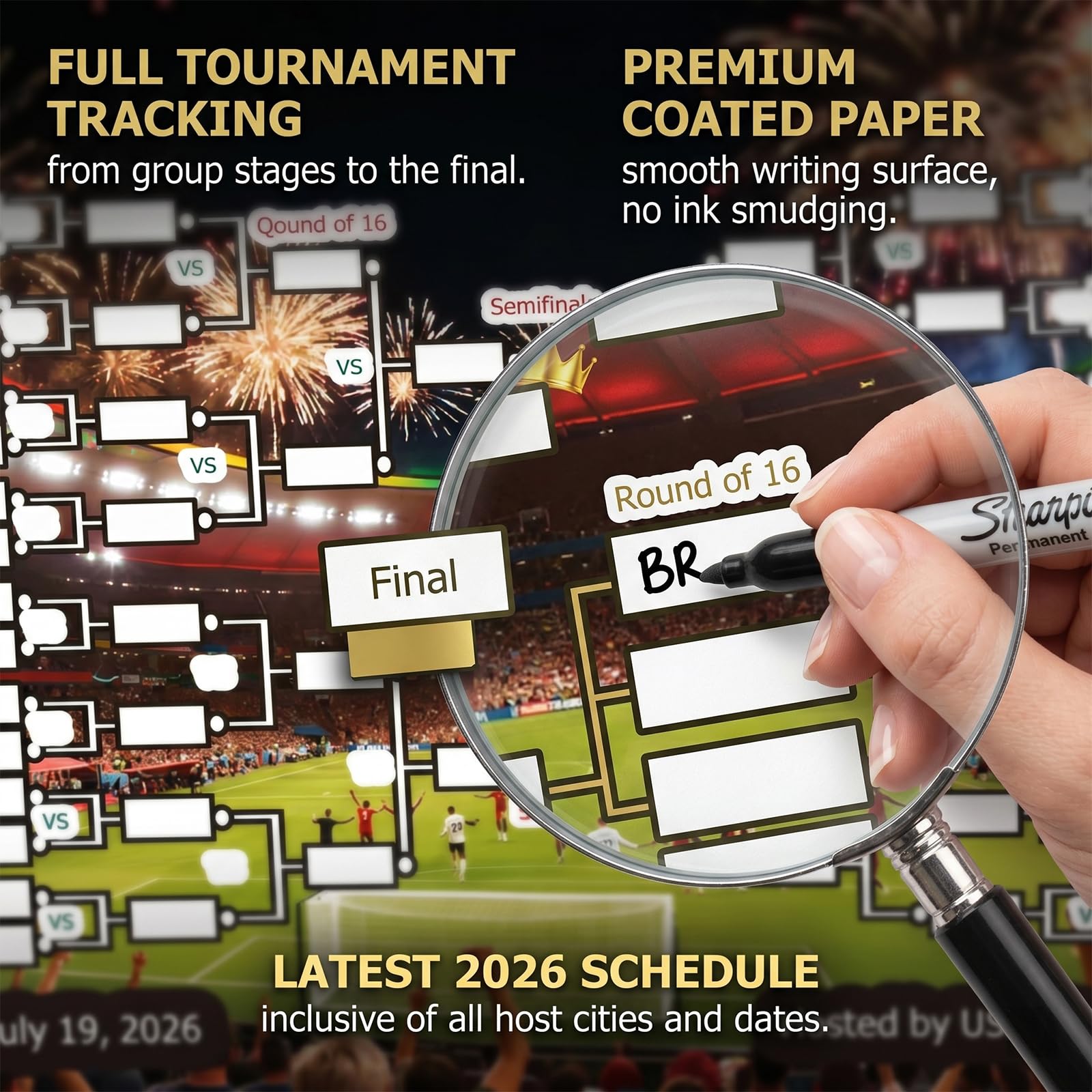 Mondiali 2026 Poster 100x70 cm Calendario Coppa del Mondo Programma Partite Mappa