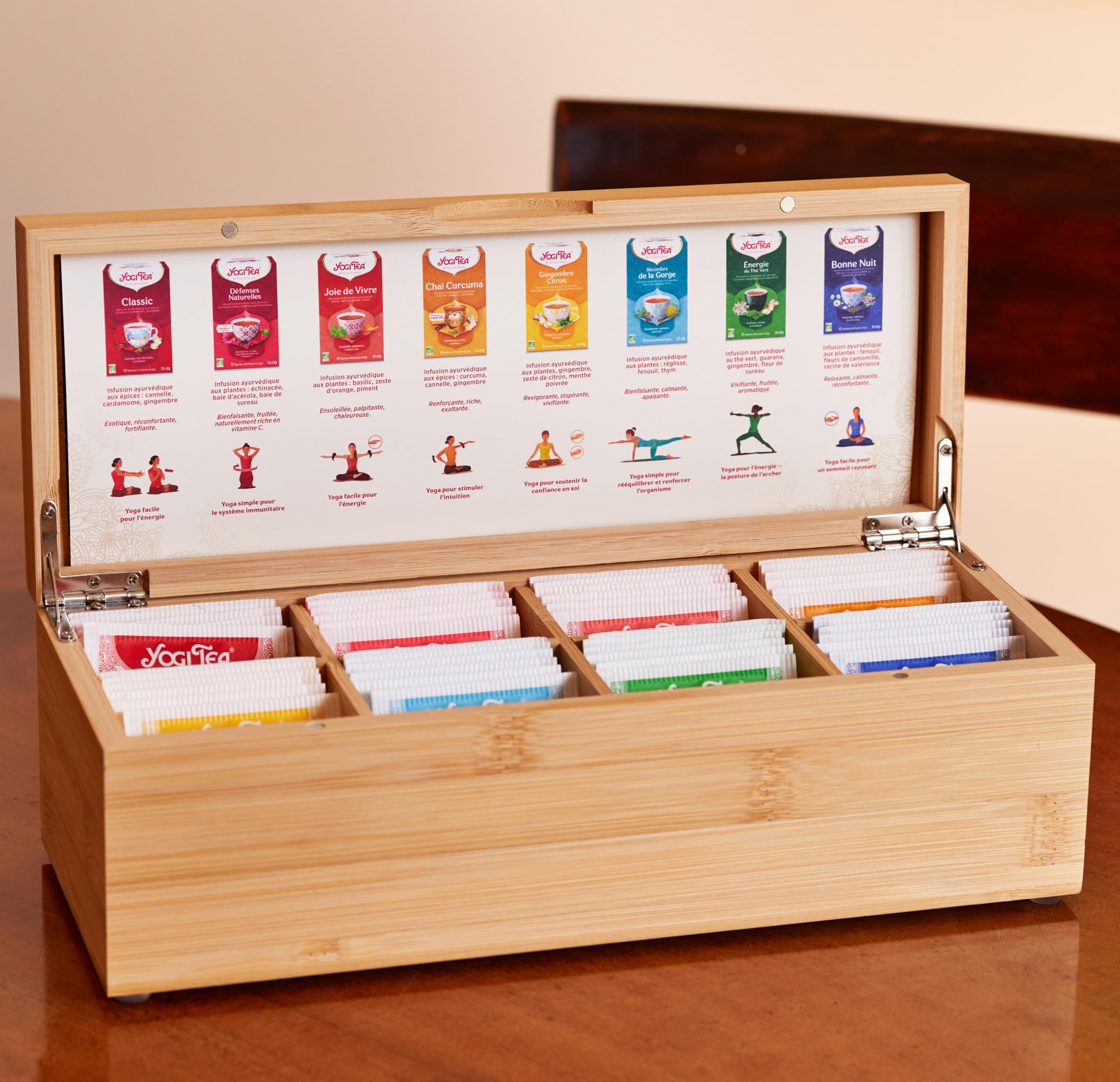 Yogi Tea Bio Tee Geschenkbox Bambus - Kräutertee, Chai, Schwarztee Set - 48 Teebeutel (8 Sorten)