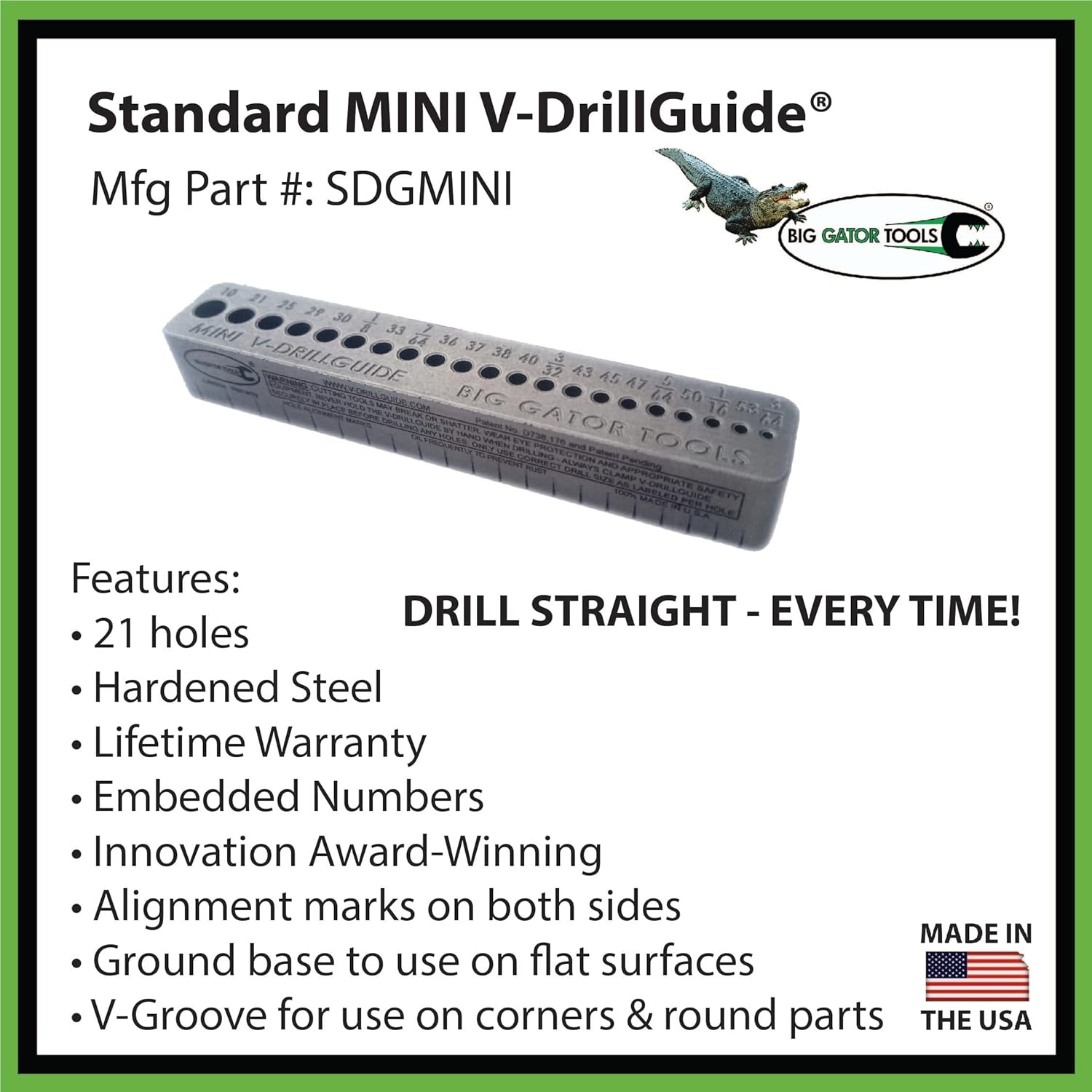 Big Gator Tools SDGMINI MINI V-Drill Guide 21 Drill Sizes by Big Gator Tools