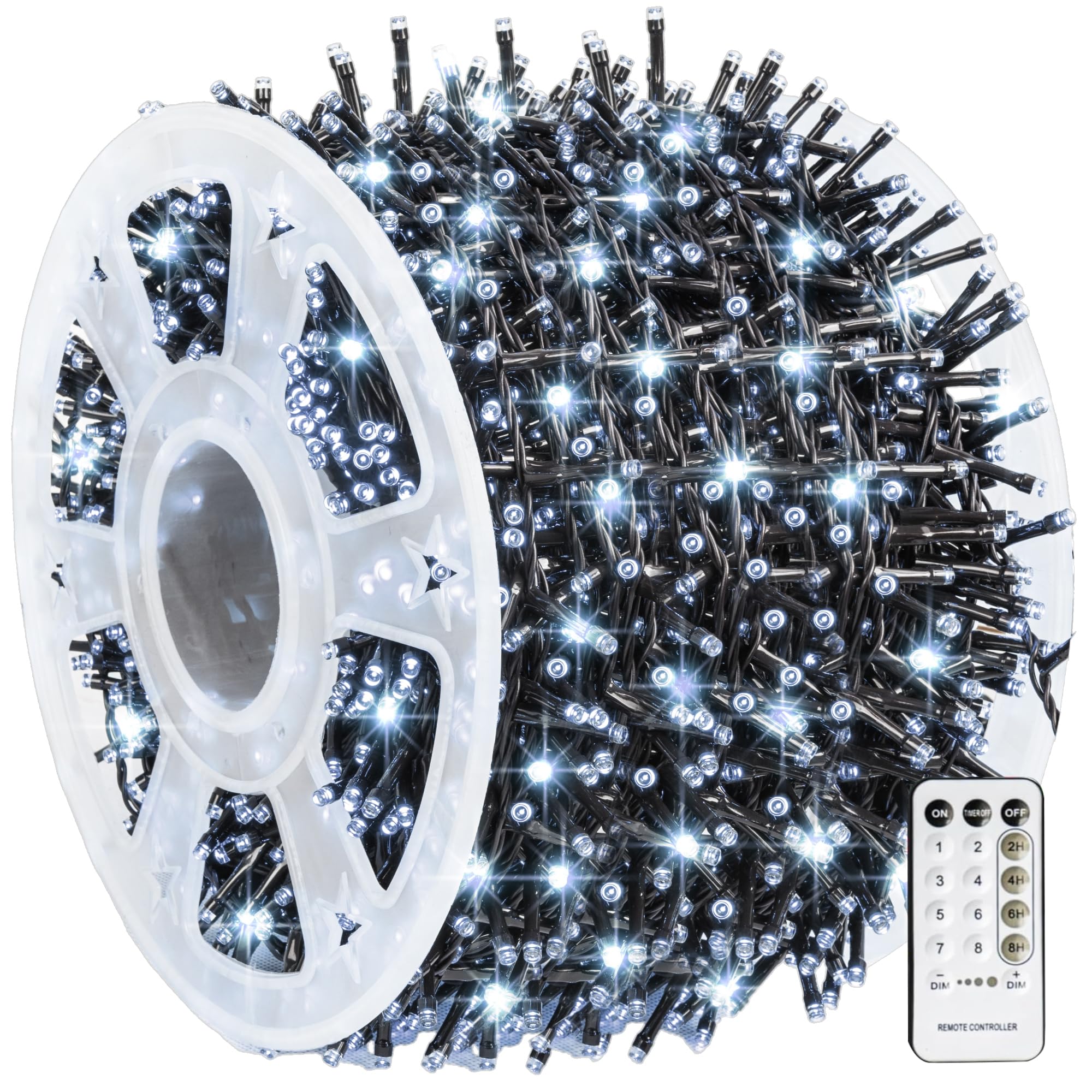 Dazzle BrightOutdoor Christmas String Lights, 1000 LED 328 FT Plug in Fairy Light with Remote Control 8 Modes & Timer, Waterproof Decoration for Home Garden Yard Xmas Wedding, White