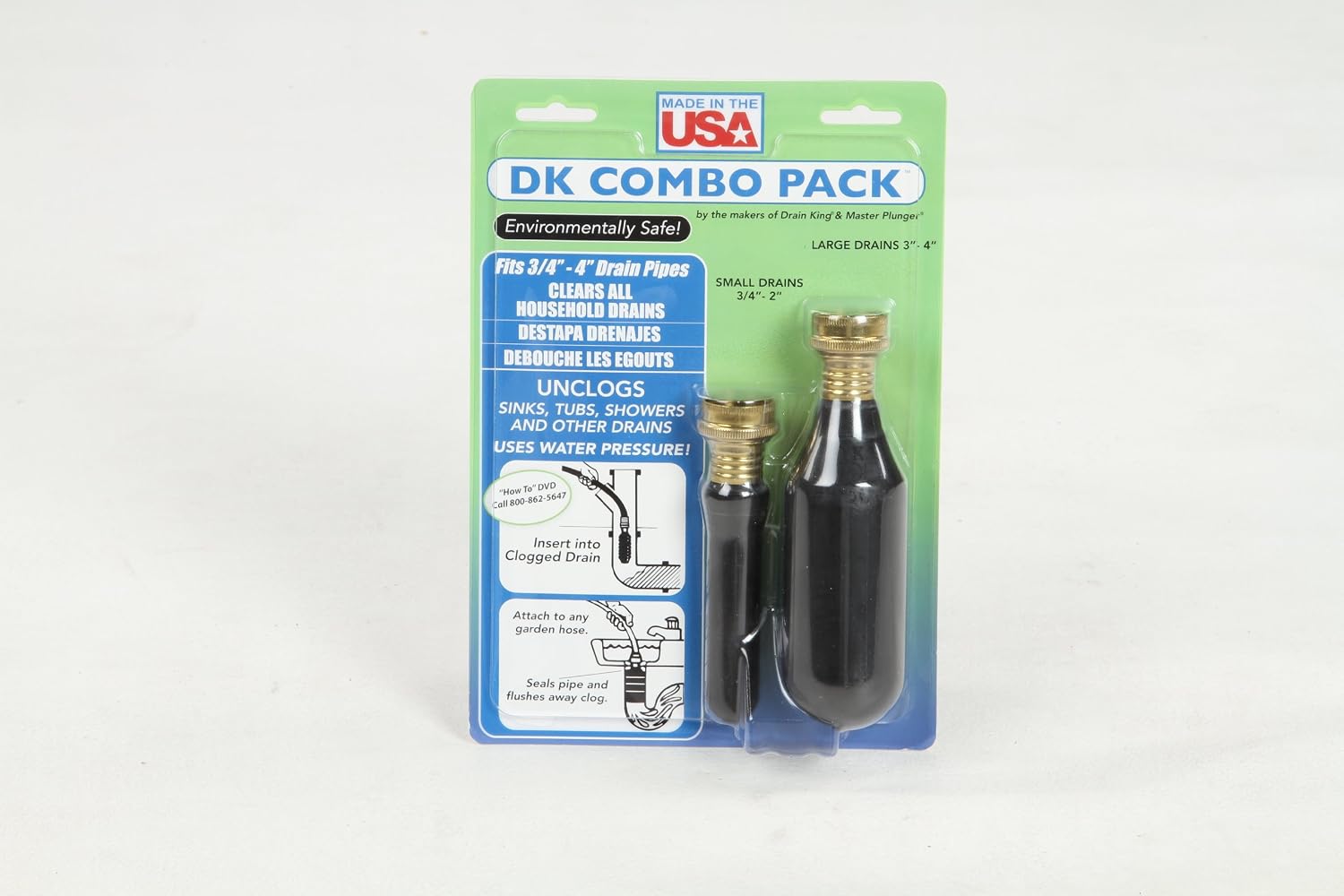 Drain King Dk-Combo-Pack Easy To Use Unclogging Kit, .75 to 4 Inch