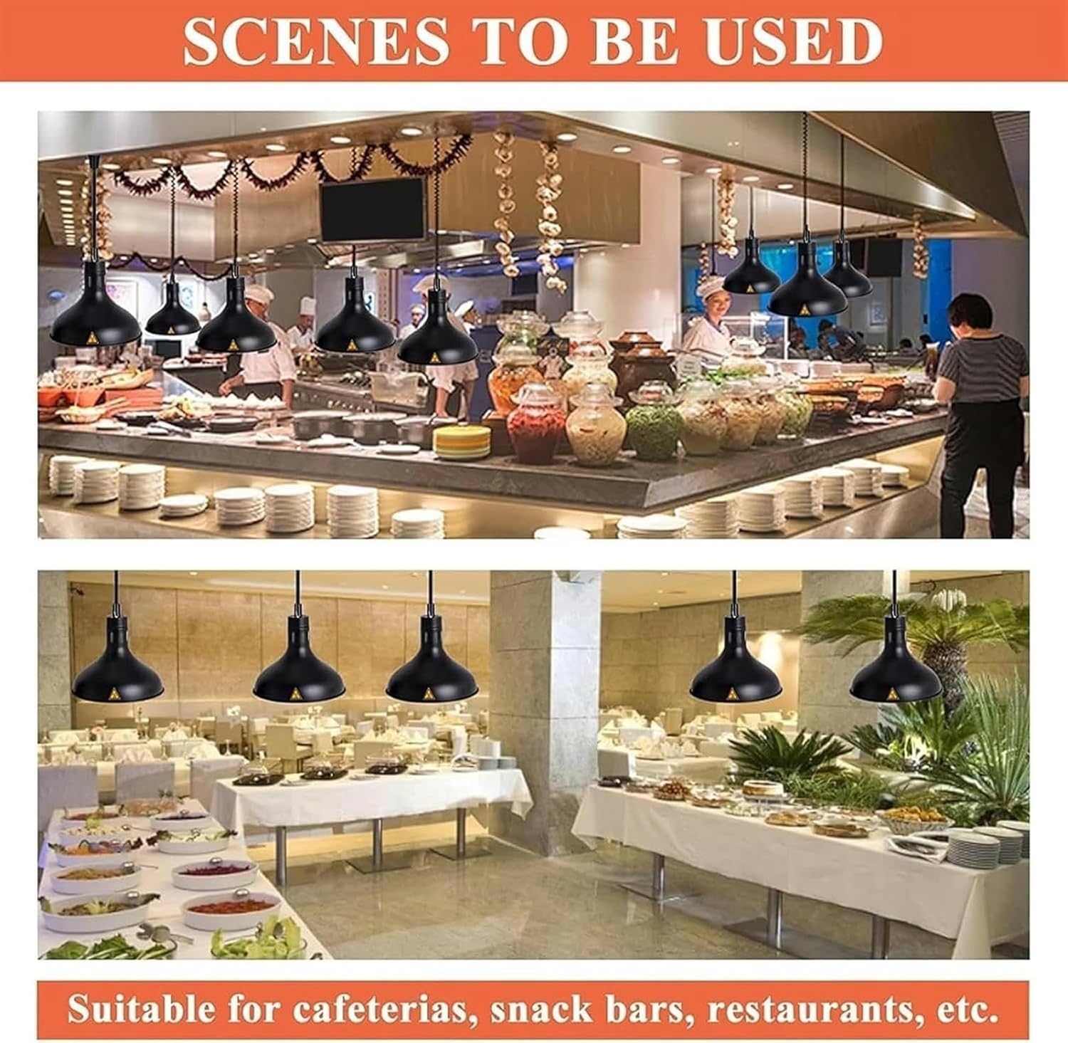 Food Warming Lamp Food Heating Lamp Adjustable Commercial Food Warm Lam Hanging Food Heat Lamp Adjustable Length Buffet Food Heat Preservation Chandelier,