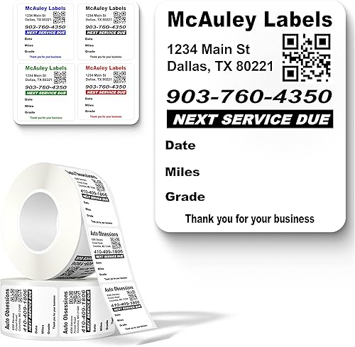 Miniatura 8 de McAuley Labels Calcomanías personalizadas para cambio de aceite, parabrisas, jamba de puerta, duraderas, fáciles de escribir, fáciles de despegar,
