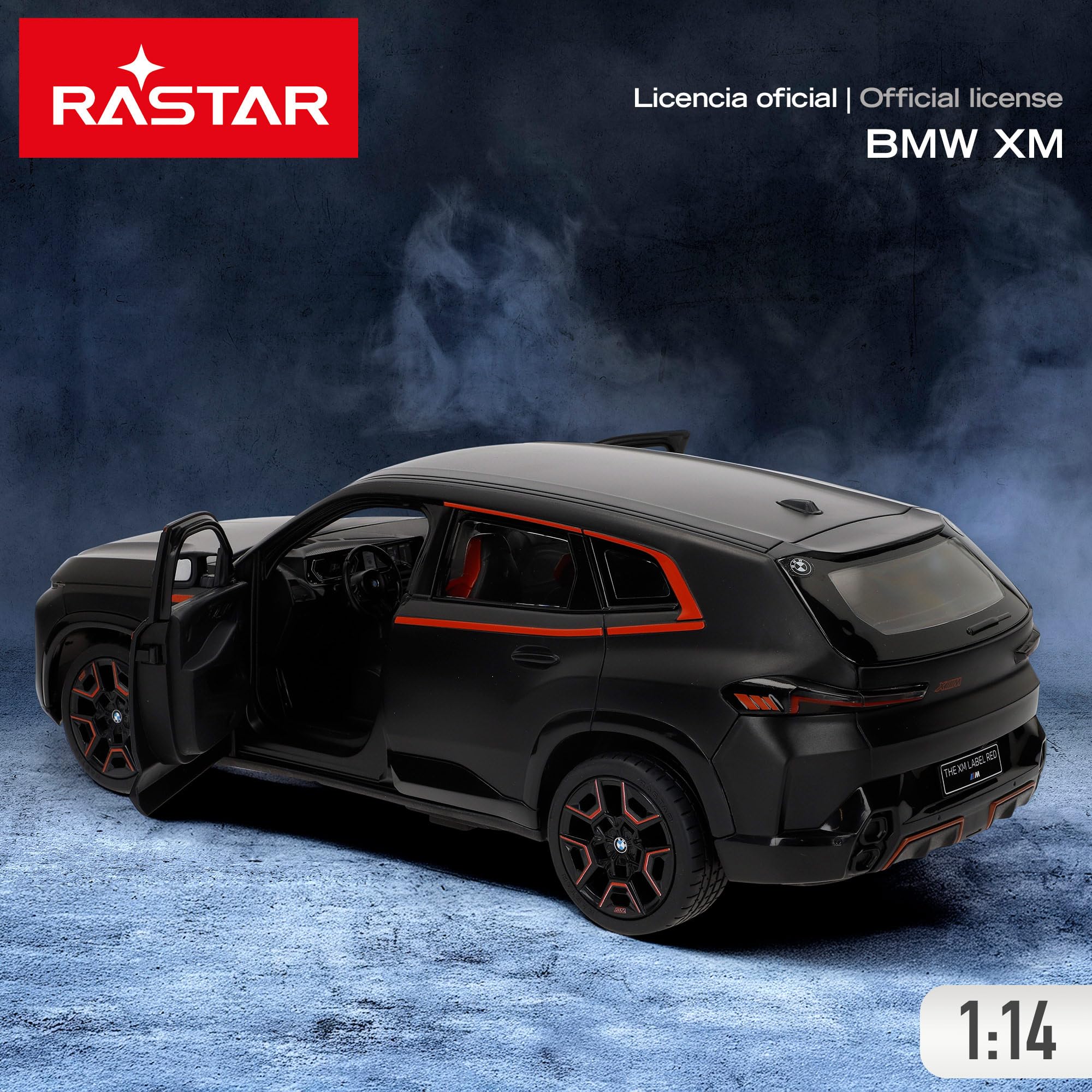 ColorBaby RASTAR BMW XM samochód zdalnie sterowany, skala 1:14, oficjalna replika, pilot zdalnego sterowania 2,4 GHz, ręczne drzwi na zawiasach, samochody, kolekcja, dla kolekcjonerów i dzieci od 6