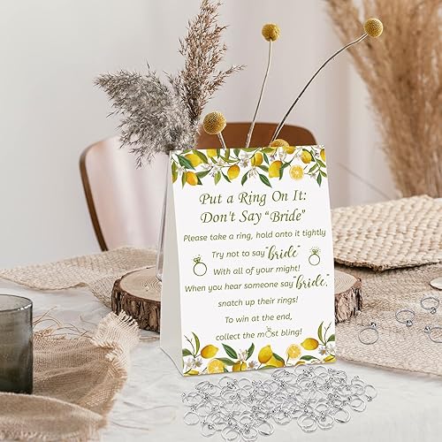 Miniatura 17 de Woanger Juego de despedida de soltera con 50 anillos falsos, juego de despedida de soltera con temática de vegetación rústica, juegos de boda