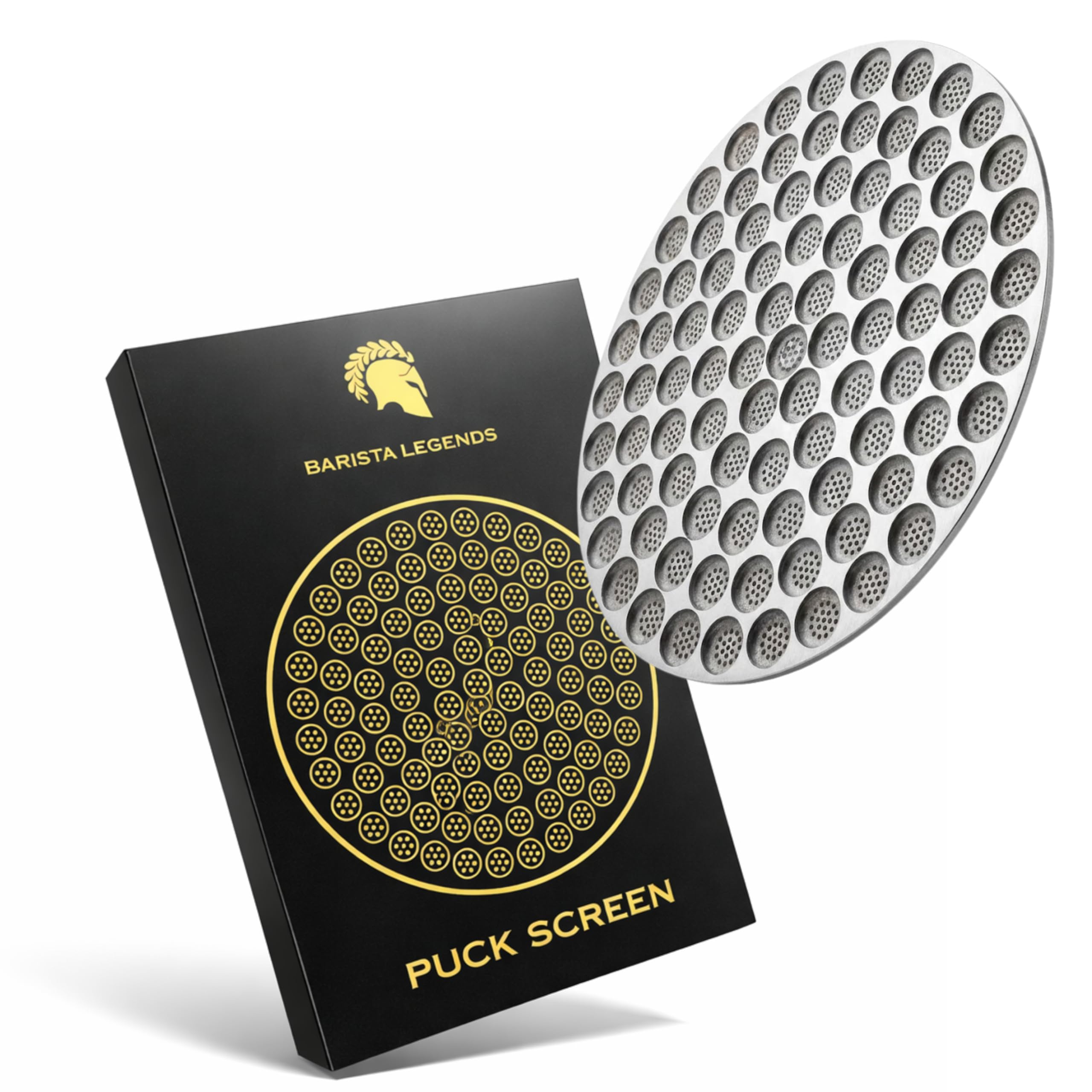 Barista Legends Puck Screen 58mm aus 304 Edelstahl – 1,7mm Präzisions-Filter mit intelligenter Lochung – Für gleichmäßige Extraktion, besseren Wasserfluss & Schutz des Duschsiebs bei Siebträgermaschin