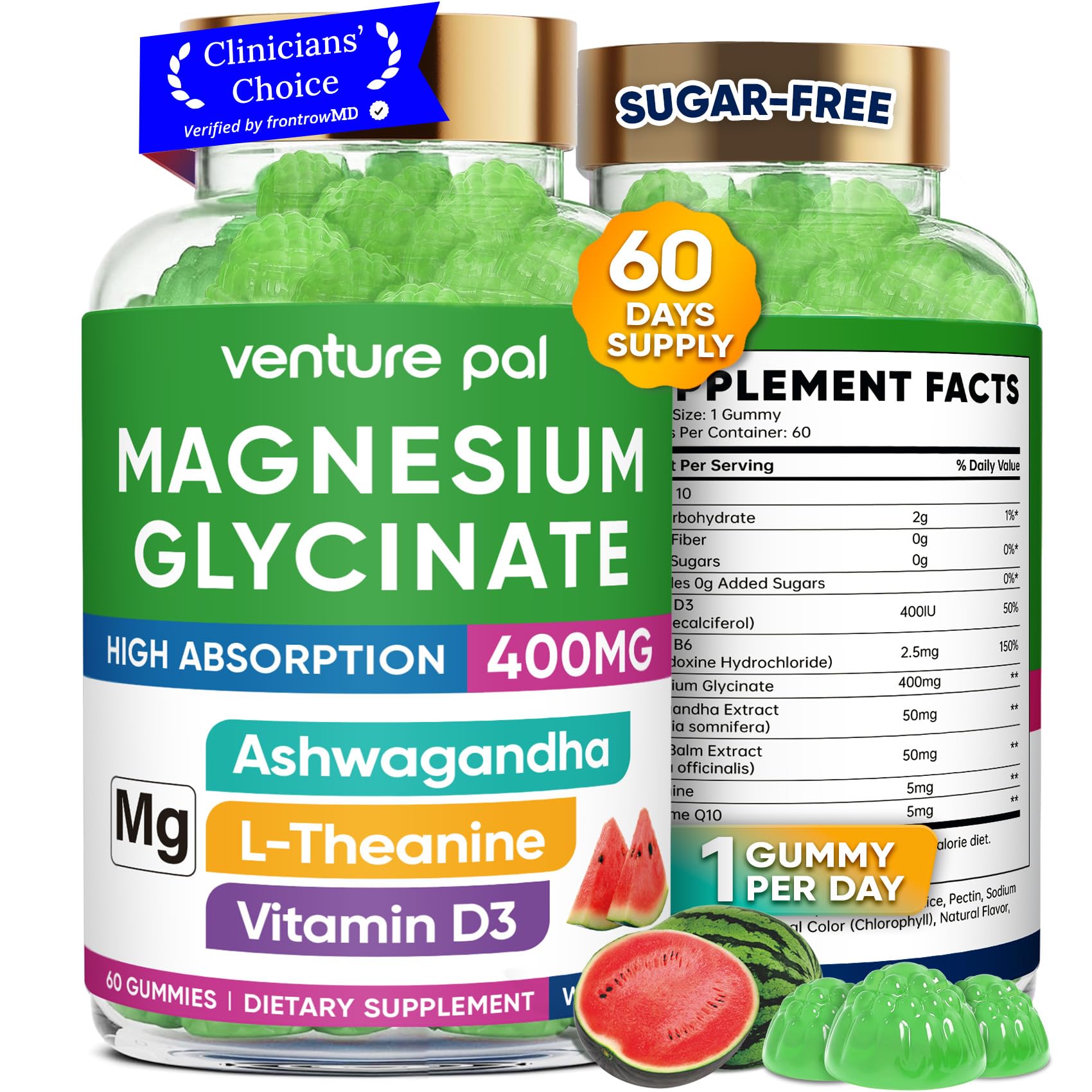 Amazon.com: 60 Day Supply Magnesium Glycinate 400mg Gummies with