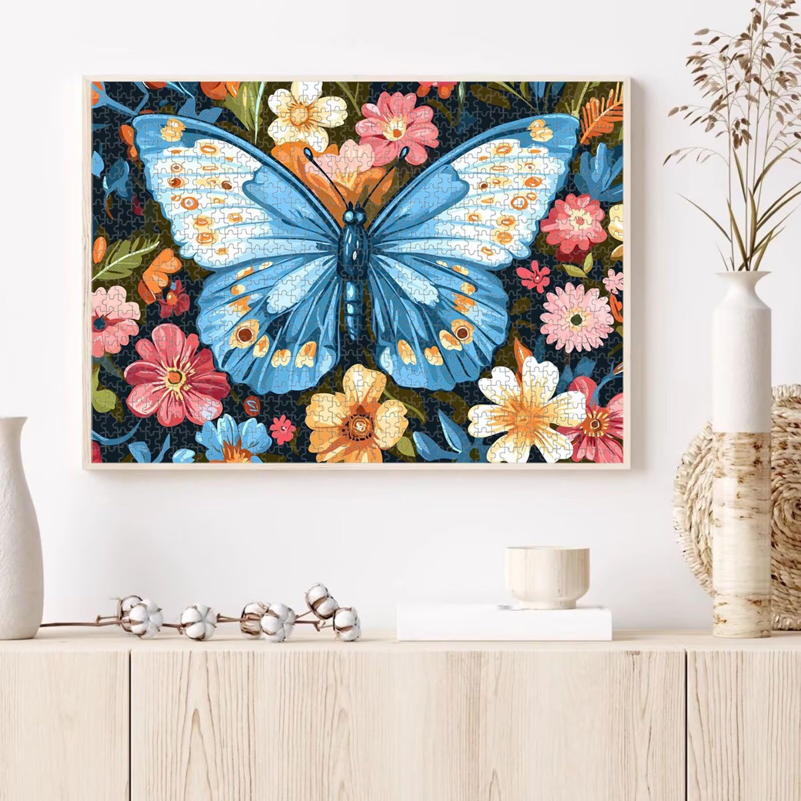 1000 Teile Puzzle für Erwachsene, Schmetterling & Blume Holz Puzzle 1T#619