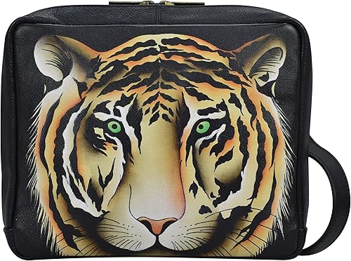 Anna by Anuschka Bolso organizador ancho de cuero pintado a mano para mujer, tigre de Bengala, Bengal Tiger