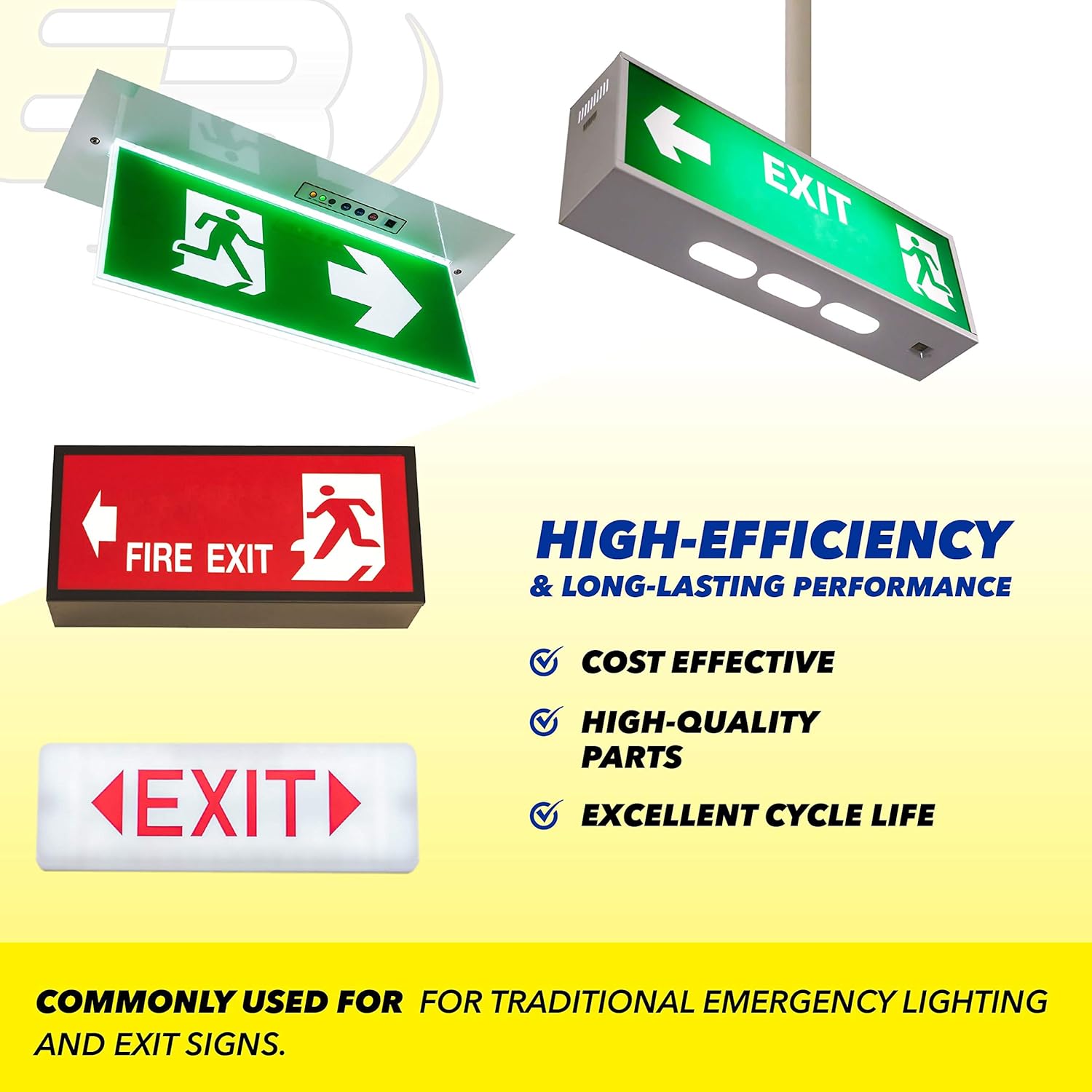 (5-Pack) Emergency/Exit Lighting Battery Fits and Replaces ANIC1056, Light Alarms TETG, T & B 12745