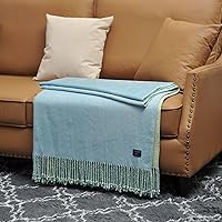 Vista 13 de EP Mode Manta de seda de morera con flecos para sofá (azul bebé)