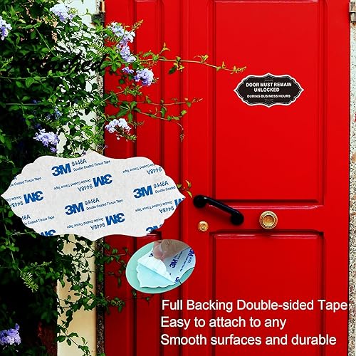 Miniatura 3 de Letrero de diseñador, puerta debe permanecer desbloqueada durante el horario comercial (negro)