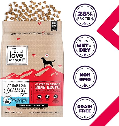 Miniatura 4 de I and love and you Alimento seco horneado y picante para perros, carne de res + batata, prebiótico + probiótico, carne real, sin granos, sin