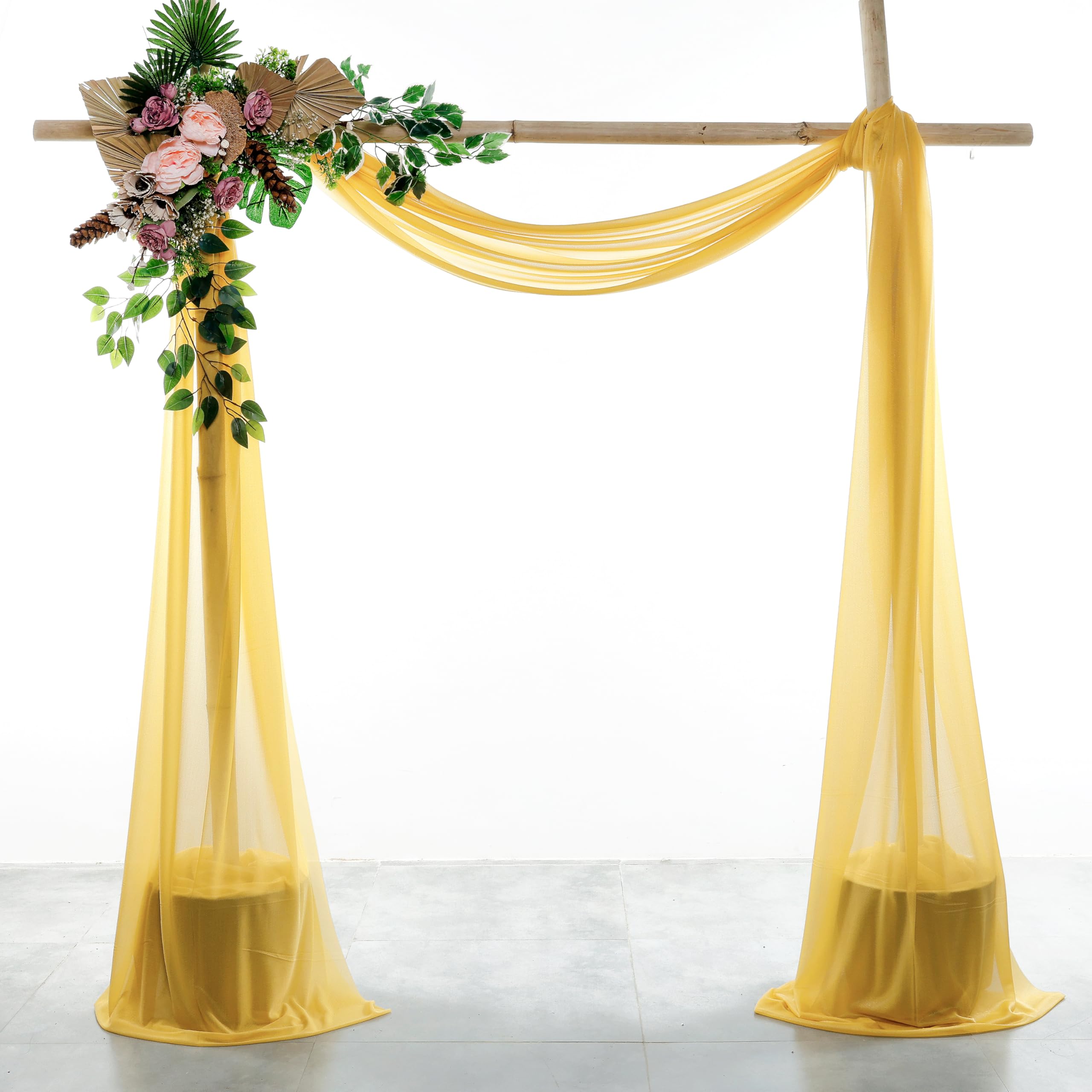 VDS Pack of 1 Panel (30 Inch X 30 Feet) Wedding Arch Draping Fabric Sheer Chiffon Fabric Drapery for Wedding Ceremony Reception Swag Backdrop Canopy Chuppah ARBO Altars Decoration (Gold) — image 1