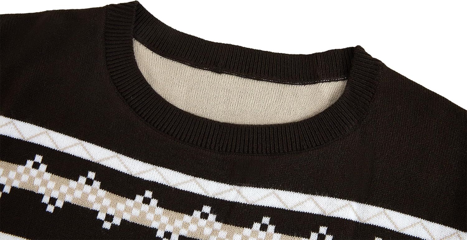 Runcati Mens Ugly Christmas Sweater Pullover Long Sleeve Reindeer Snowflake Soft Knitted Sweaters - Image 2