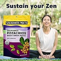 Vista 6 de Wilderness Poets, Pistachos orgánicos - Mitades de nuez de pistacho verde brillante, sin sal, sin cáscaras, cultivadas en California (8 onzas)