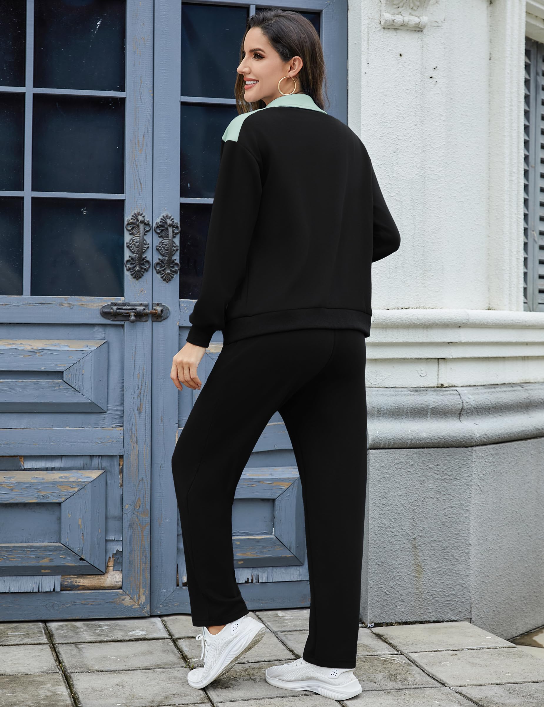 Litherday Chándal Mujer Invierno Conjunto Deportivo Cremallera Bloques