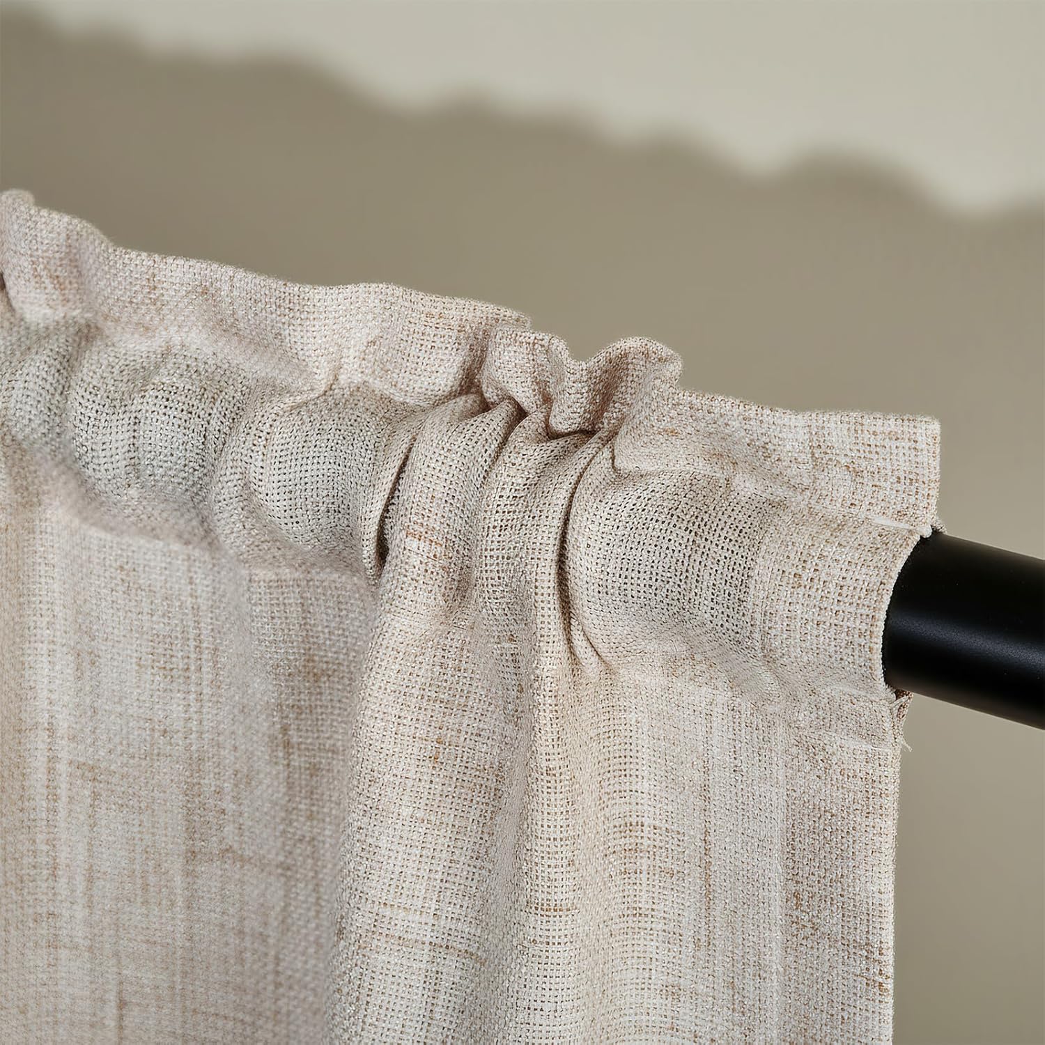 Kitchen Cafe Short Curtains,for Front Door Window Shades Para Cocina over Sink Small Closet Basement Farmhouse rv Bathroom Valances Sink Skirt Sheer Short Curtain (2 Panels) (beige, 27.55*35)