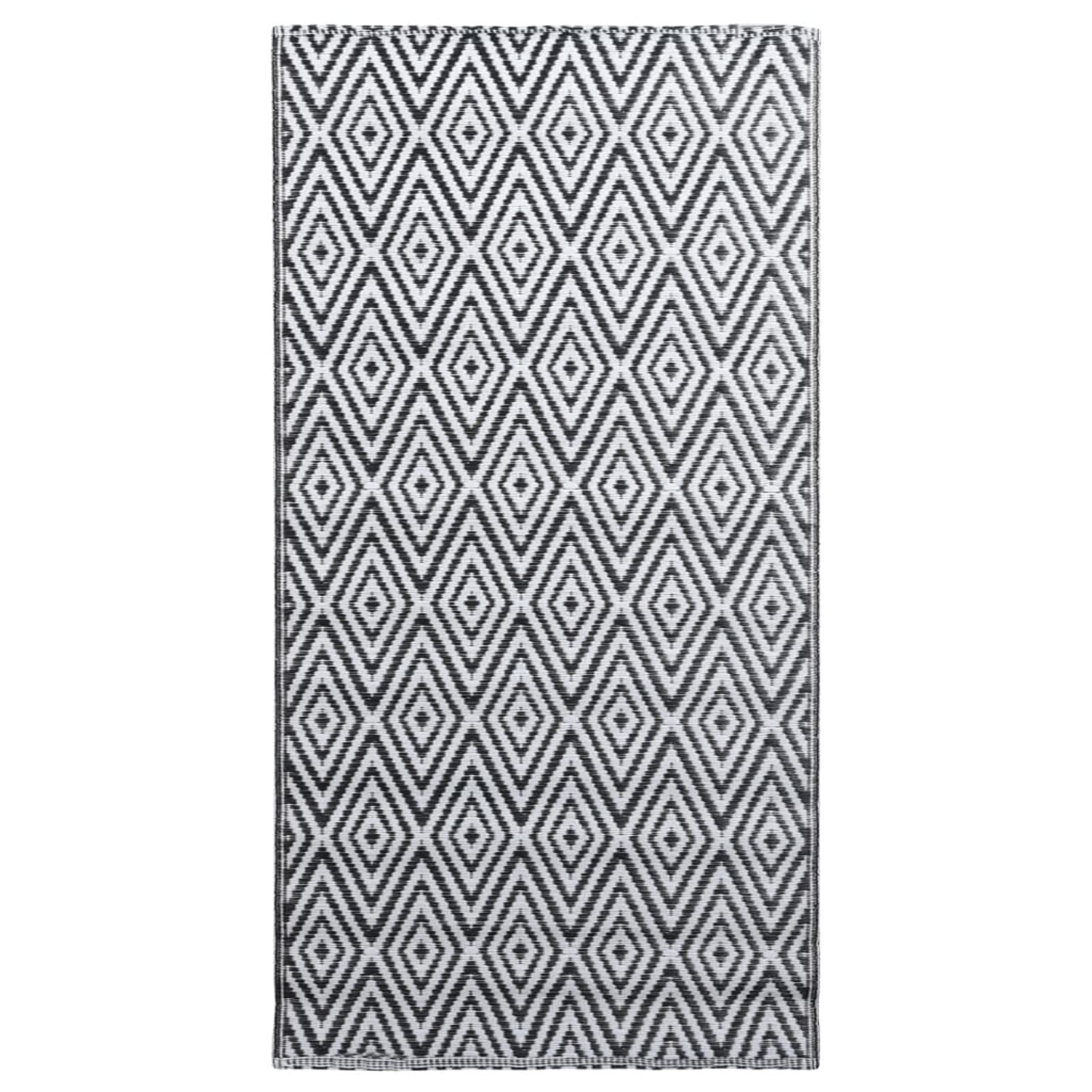 LAPOOH Tappeto da Esterni Bianco e Nero 160x230 cm in PP,Tappeto da Esterno Lavabile,Resistente alle Intemperie e ai Raggi UV,per Balcone,Terrazza(SPU:310430)