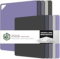 Vista 10 de WK Juego de 3 tapetes/tablas de cortar de plástico flexibles con labio, tabla de cortar plegable para cocina, tablas de cortar negras para carne