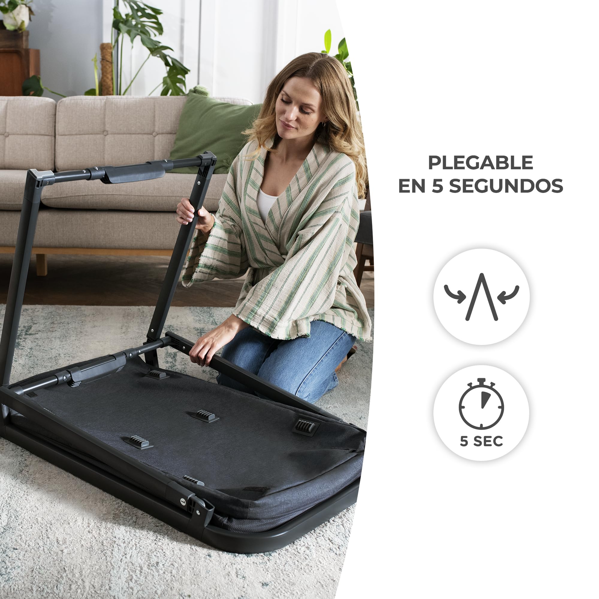 kk Kinderkraft Cuna de Viaje Plegable SOFI, 4 en 1, Colecho, Función Balanceo, Gris