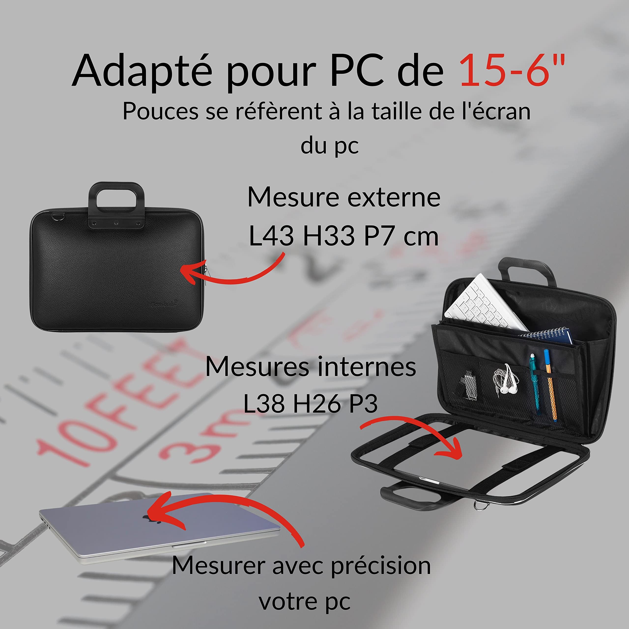 Bombata All Black - Mallette pour ordinateur portable - Sac à bandoulière - Noir
