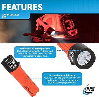 Nightstick Flashlights XPP-5418RX-K01, Multi-Angle Mount, Red | Deep-reach tail switch activation - Sharp beam passes through smoke - Tough glass-filled nylon design