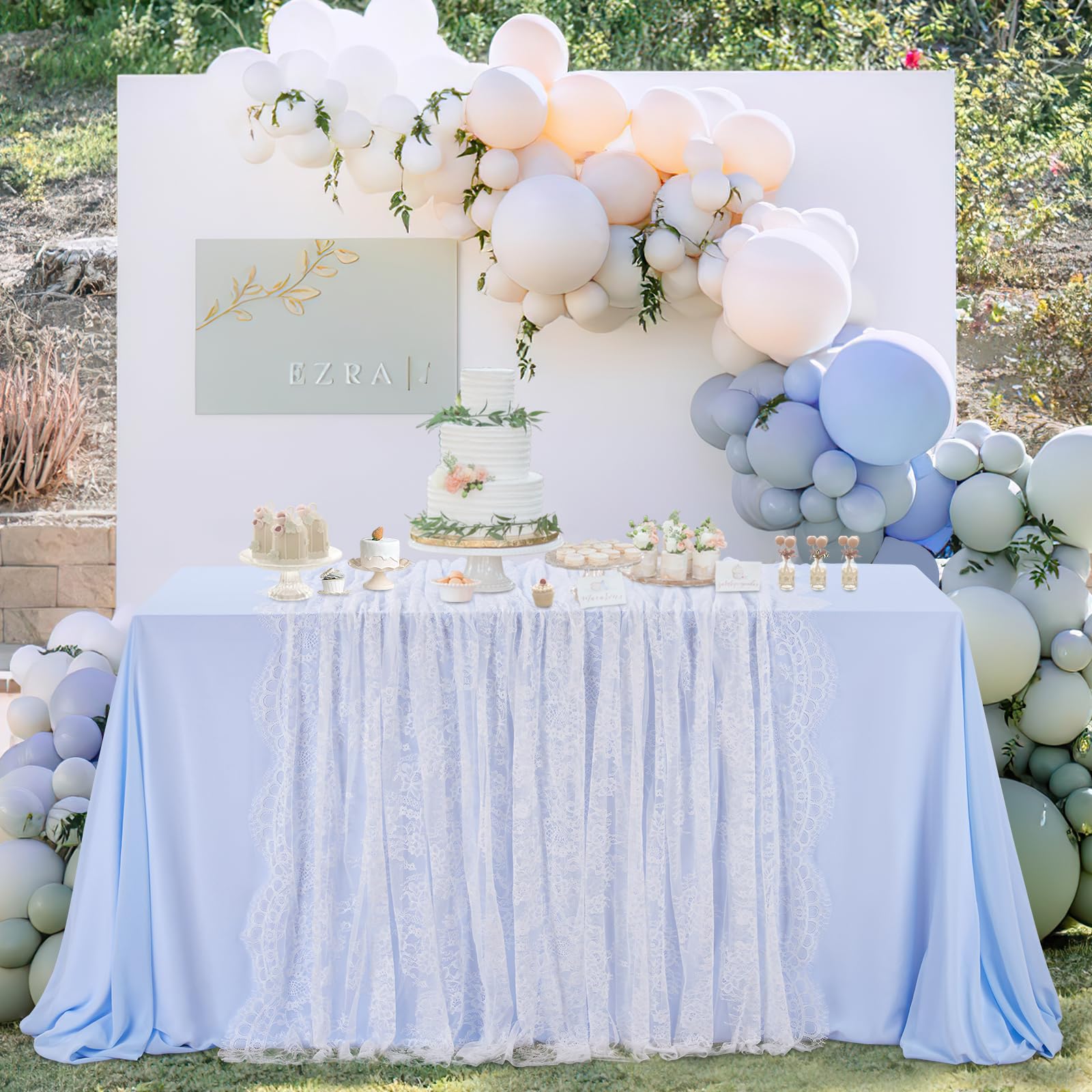 SoarDream Weiße Spitzentischdecke, Hochzeit, Spitzenstoff, 152,4 x 304,8 cm, 8 Stück, Vintage-Spitzen-Overlay, rechteckig, Outdoor, Party, Event, Dekoration, Klassische Spitzentischdecke
