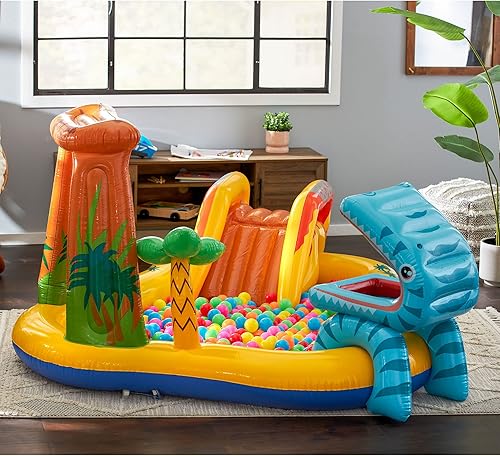 Miniatura 6 de Tobogán de agua de dinosaurio Intex diversión para niños en el patio centro inflable diversión en la piscina al aire libre Beige