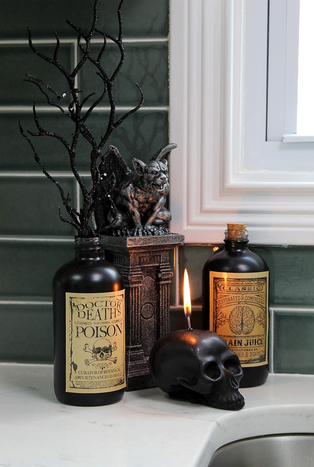 Cornucopia Brands Black 16-Ounce Glass Apothecary Bottles (3-Pack); Boston Round Bottles with Designer Labels Ideal for Aromatherapy, DIY, Herbal Treatments and Halloween, Matte Black Coated Bottles : Home & Kitchen